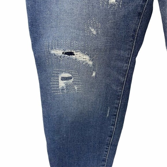 LANE BRYANT FLEX SIZE 26W SKINNY MID RISE MEDIUM WASH DESTRUCTED WOMEN JEANS NWT - Picture 4 of 12